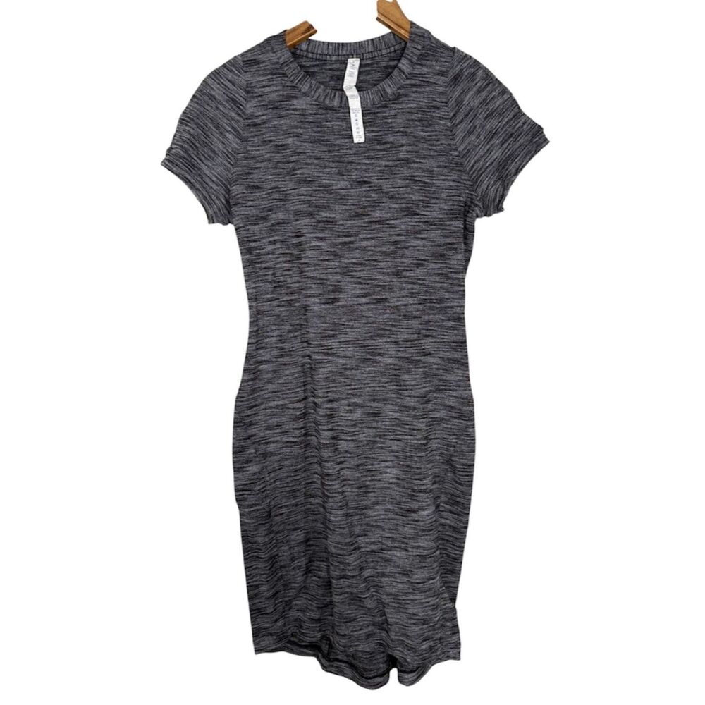 Lululemon Marled Gray T Shirt Dress Sz 6 Fitted Casual Athleisure Soft Lounge